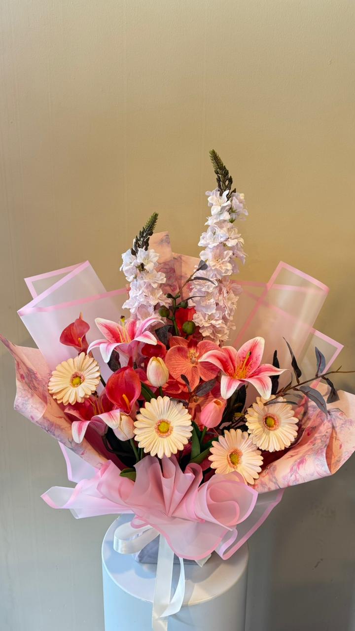 Blushing Harmony Bouquet - Artificial Flowers