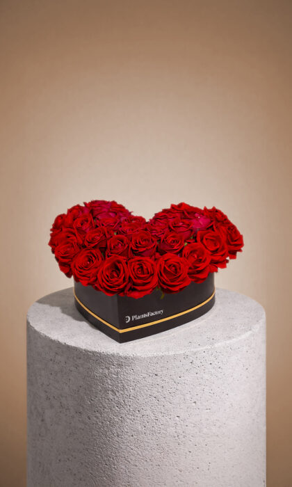 Scarlet Heart Rose Box - Artificial Flowers