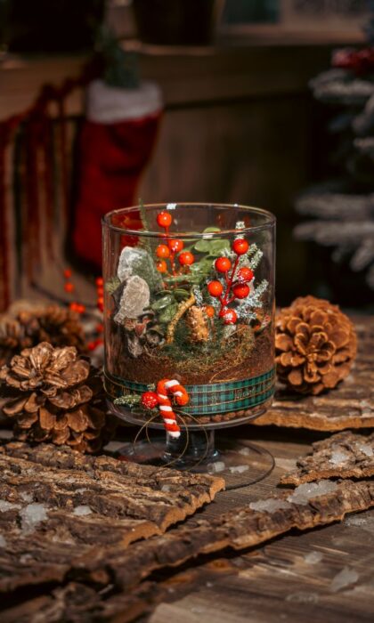 Candy Cane Mini Christmas Terrarium