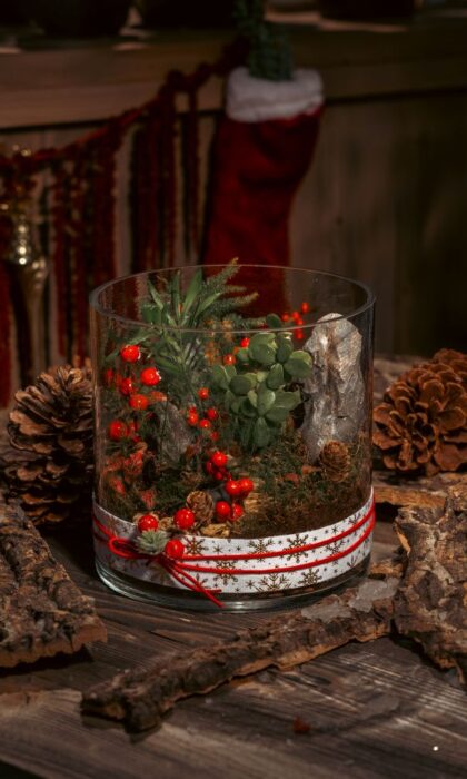 Winter Pine Glass Terrarium