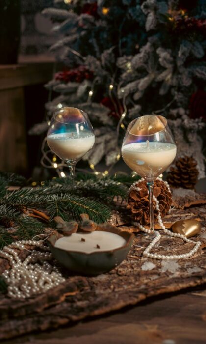 Eggnog Evening Glow Glass Candle Duo & Winter Nest
