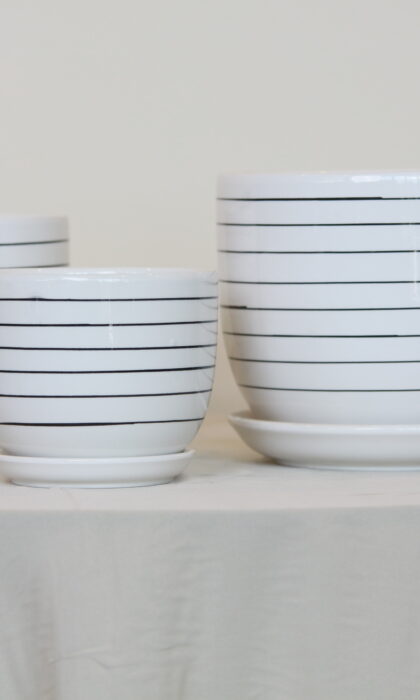 Striped White Planter