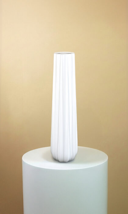 White Fluted Ceramic Vase