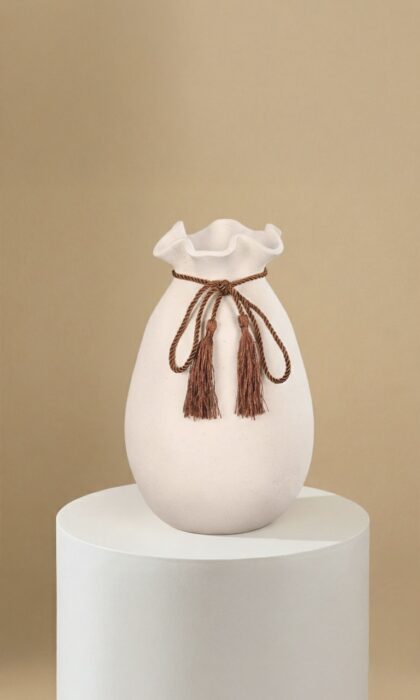 Ivory Tassel Ceramic Vase